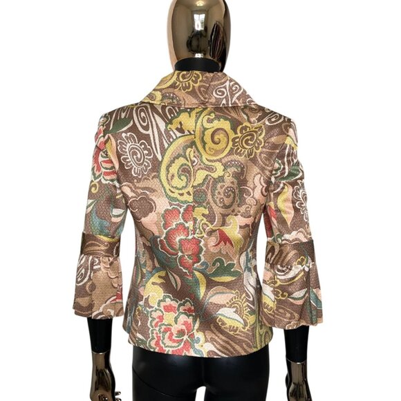 Lafayette 148 Floral Brocade Peplum Jacket Ruffle Sleeve Size 2 Fits Oversized - Picture 4 of 13